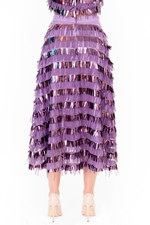 Jasmini Midi Skirt - Liliac Fringe